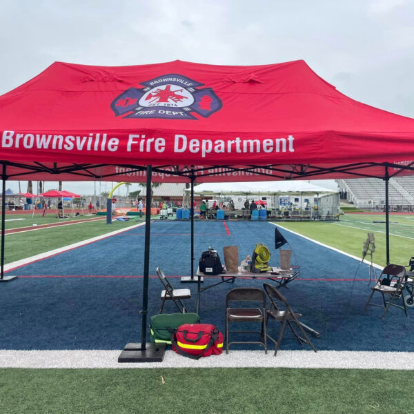 CUSTOM 10X20 BROWNSVILLE FIRE DEPARTMENT TENT CANOPY