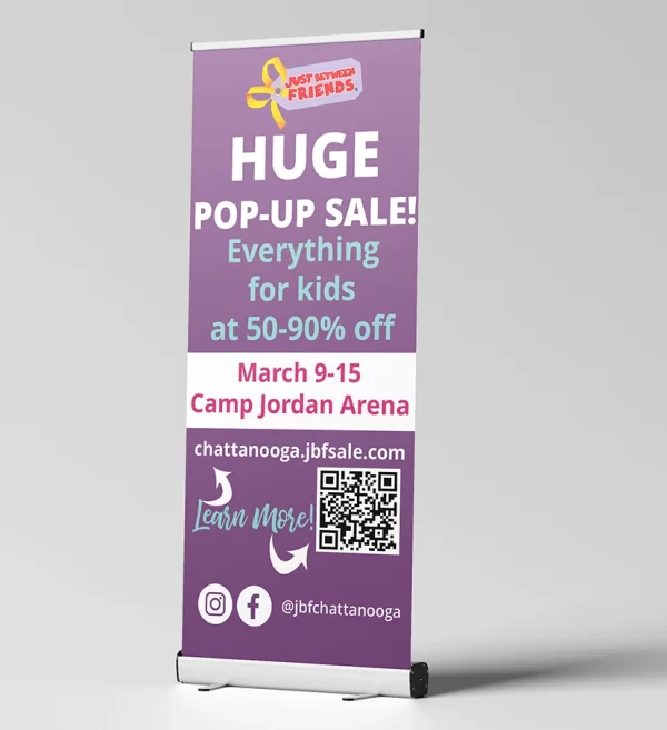 JBF 33" x 81" Retractable Roll-up Banner
