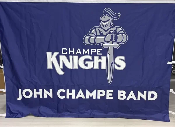 BLUE BACK CUSTOM TENT WALL FOR MARCHING BAND