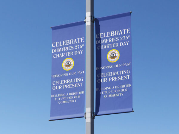 BLUE POLE BANNERS FOR A TOWN CELEBRATION