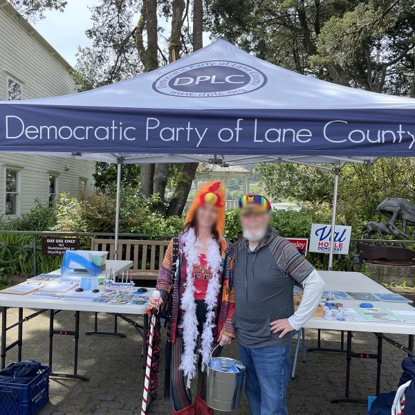 VOTER REGISTRATION BLUE AND WHITE TENT